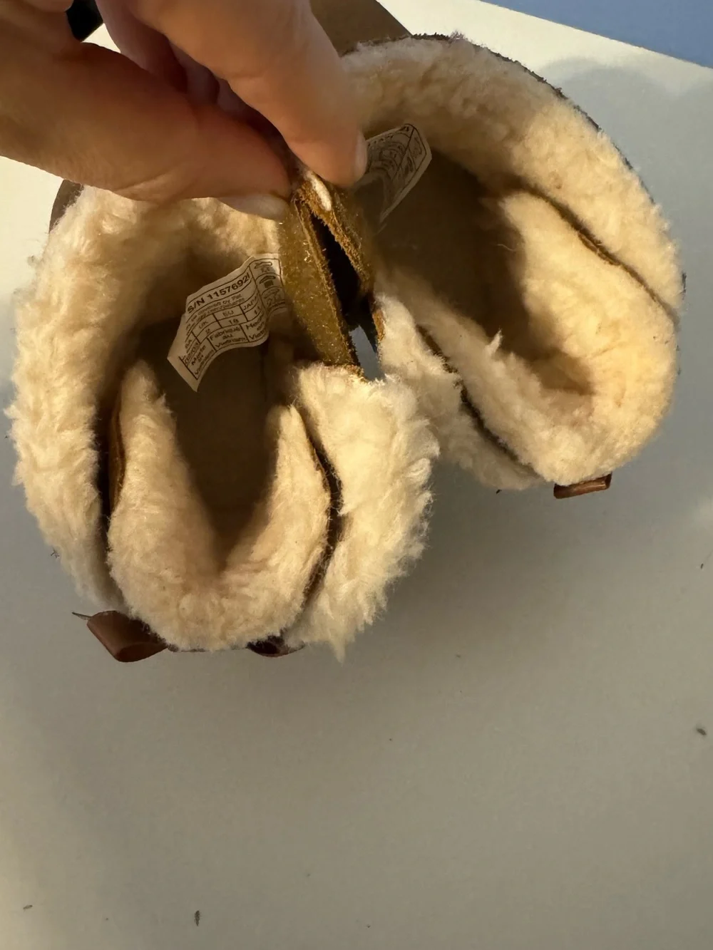 UGG Baby Brown Suede Sheepskin Booties with Ribbon Bows